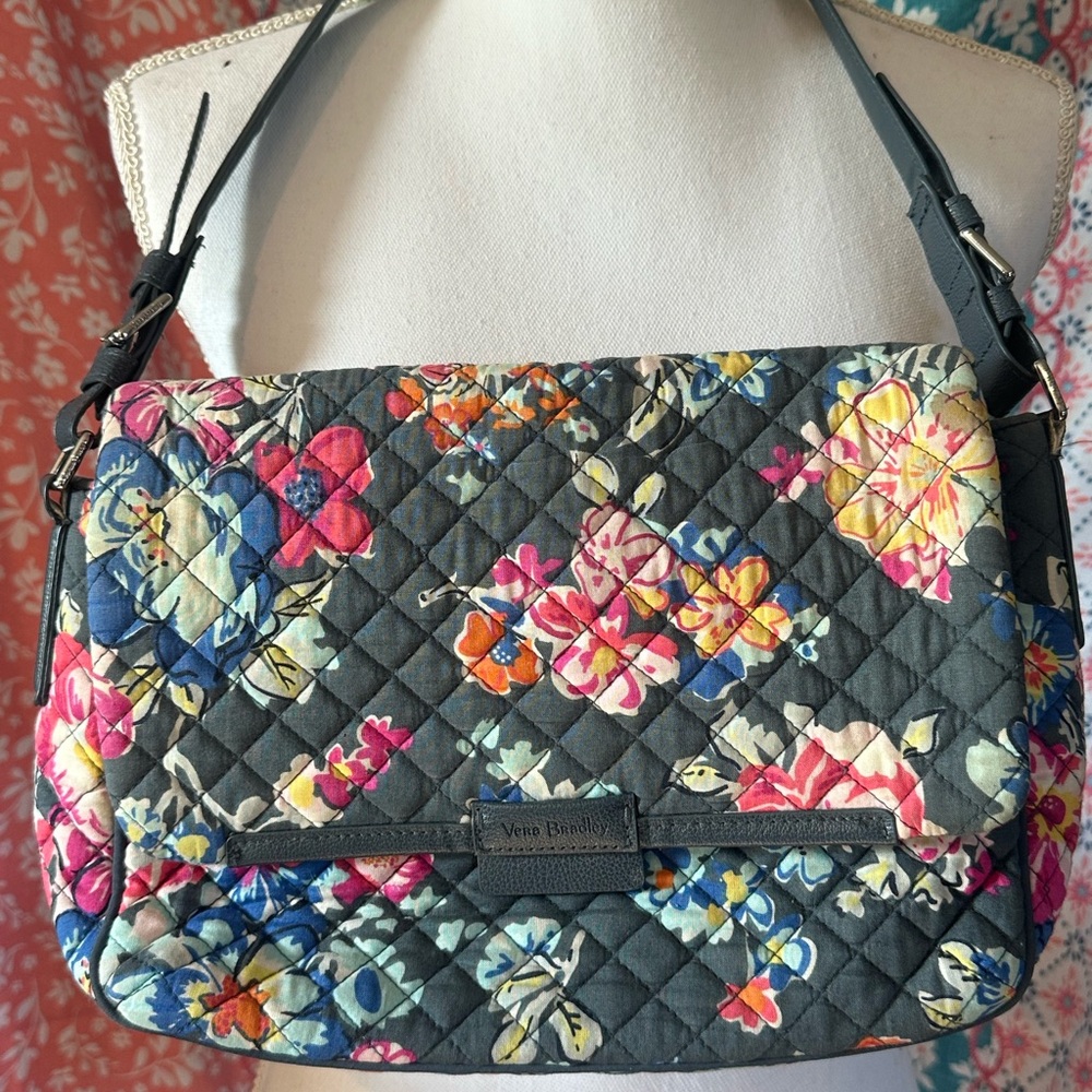 Vera Bradley Dark Floral Quilted Shoulder Bag